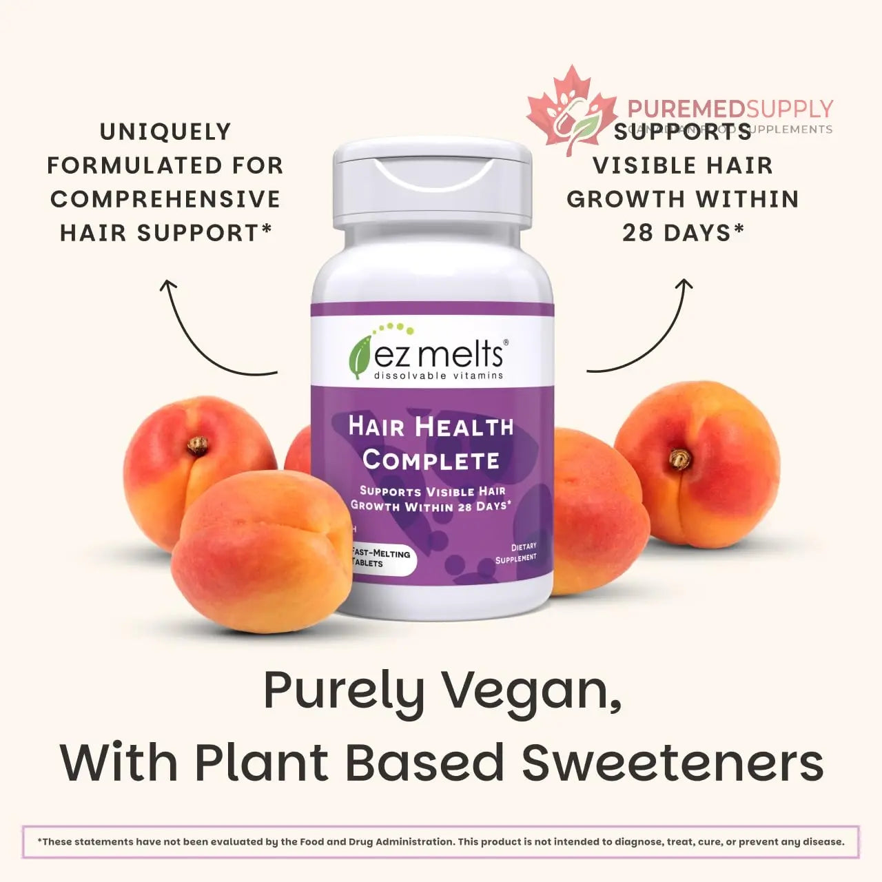 EZ Melts Hair Health Complete - Hair Supplement to Support Strength & Growth - Includes AnaGain Nu, Biotin, Apigenin, Bambo Silica & More - 60 Sublingual Tablets (30 Servings) EZ Melts buy supplements canada