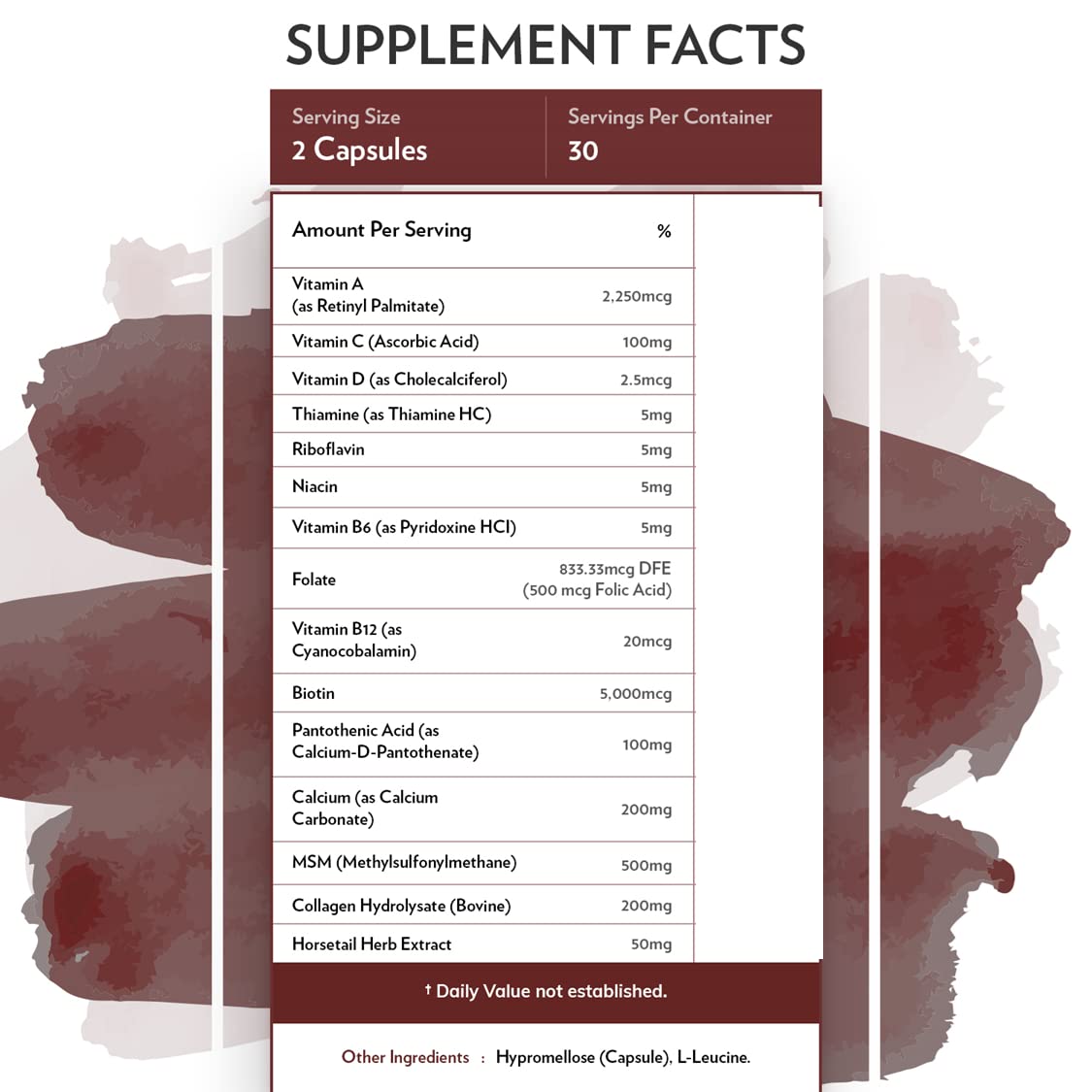 TERRA ORIGIN Healthy Hair, Skin and Nails Supplement | Collagen, Biotin, Horsetail & B-Complex | Supports Hair Strength, Skin Elasticity & Nail Growth | Vitamins for Women and Men | 60 Capsules TERRA ORIGIN buy supplements canada
