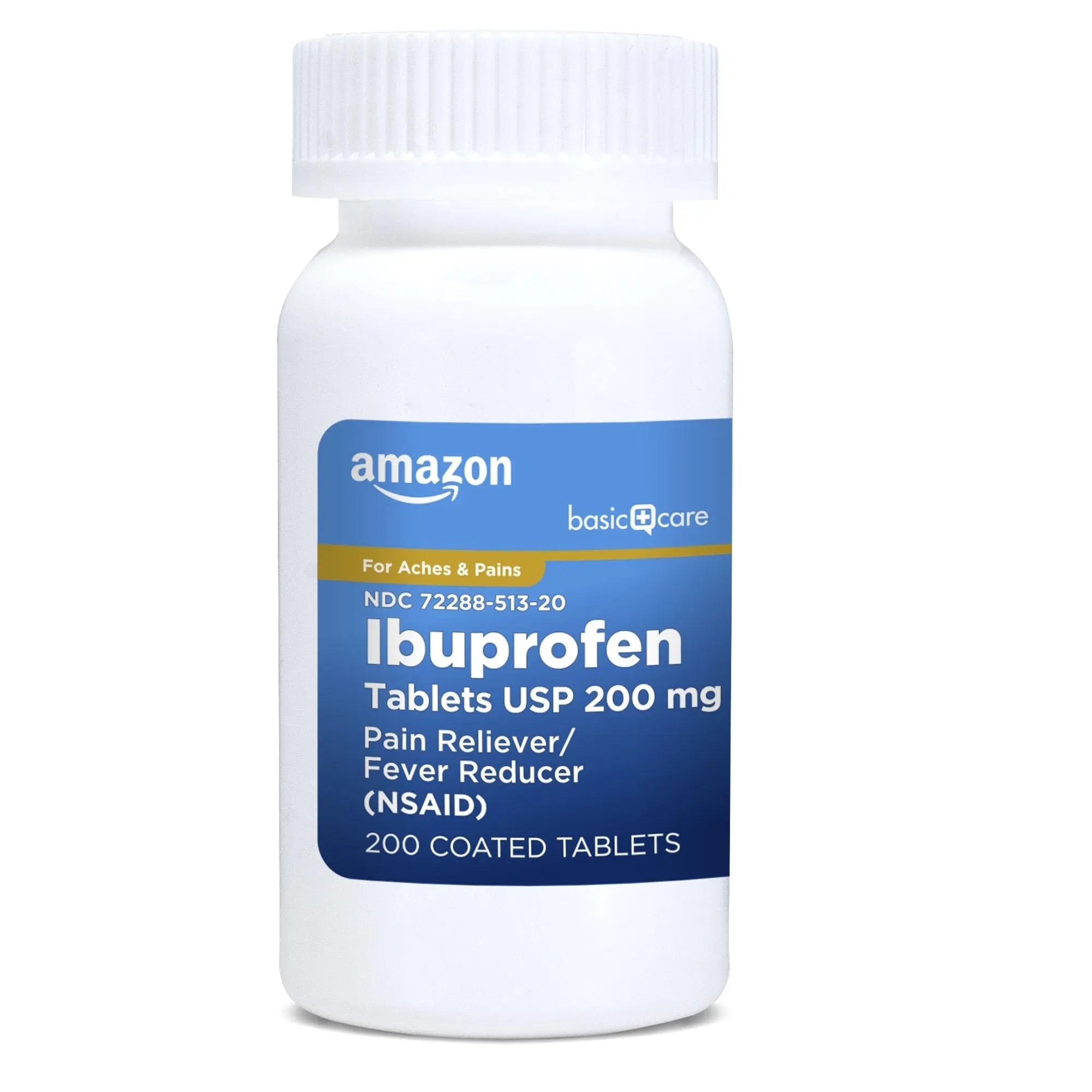 Amazon Basic Care Ibuprofen Tablets, Fever Reducer and Pain Relief from Body Aches, Headache, Arthritis Pain and More, Brown 200 Count Amazon Basic Care buy supplements canada