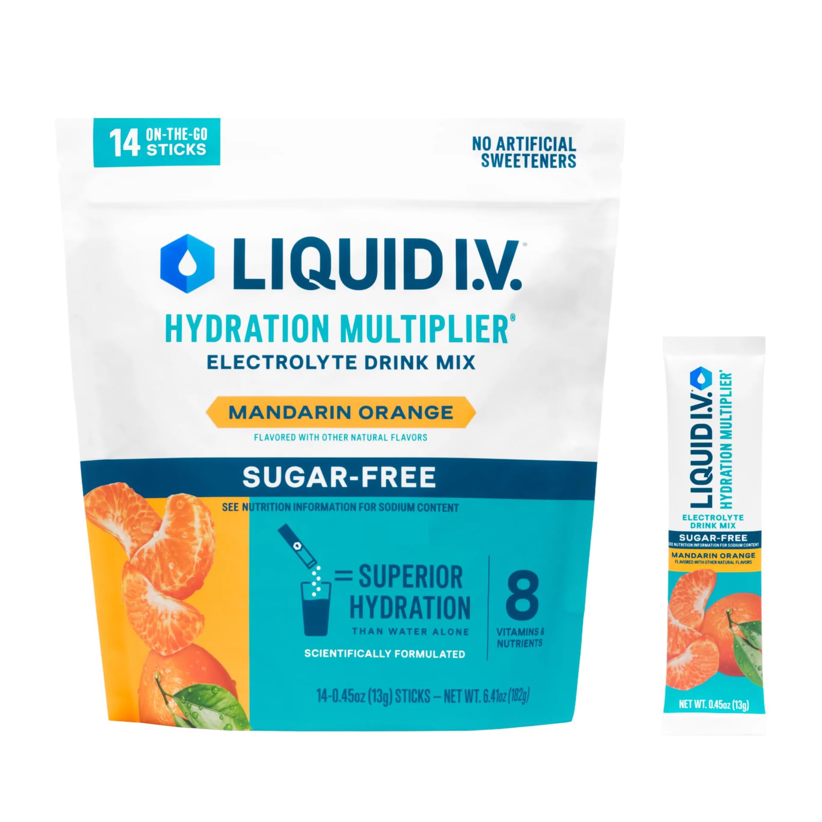 Liquid I.V.® Hydration Multiplier Sugar Free - Mandarin Orange | Electrolyte Powder Drink Mix | 1 Pack (14 Servings) Liquid I.V. buy supplements canada