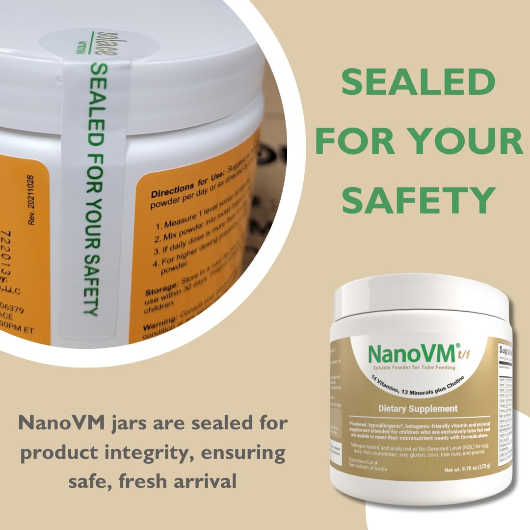 NanoVM t/f, Dietary Supplement for Tube Feeding, Allergen-Free Kids Multivitamin, Unflavored Vitamin Powder with 14 Vitamins & 13 Minerals, Low-Carb Kids Vitamins, 275g - Solace Nutrition NanoVM buy supplements canada