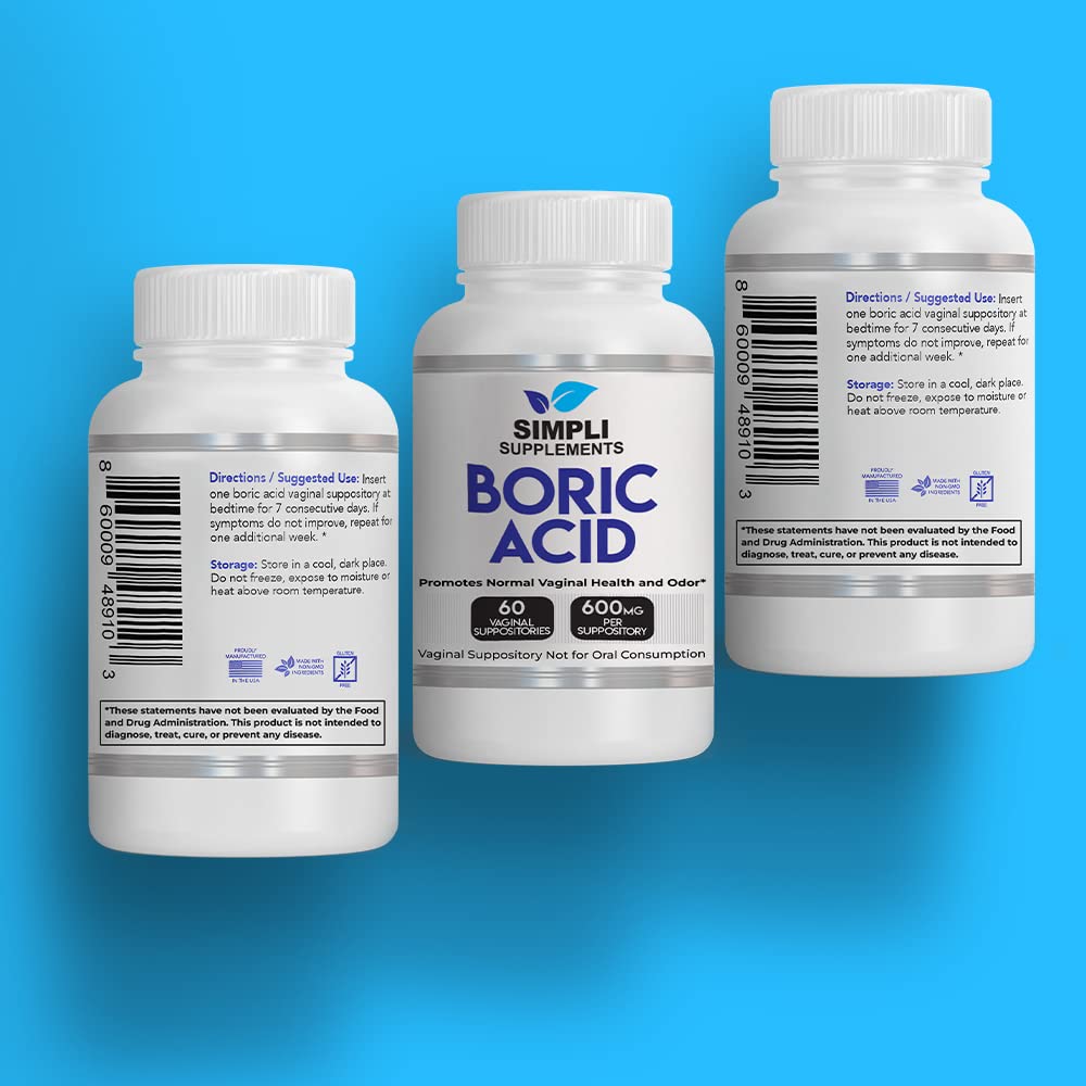 Simpli Supplements 60 Boric Acid Suppositories - Modern Support & Ancient Remedy - Scientifically Simpli Supplements buy supplements canada