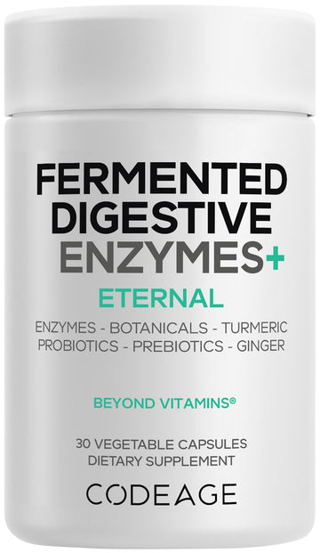 Codeage Fermented Digestive Enzymes Supplement - 14 Digestive Enzymes, Probiotics, Prebiotics, Fermented Botanicals, Plant-Based Multi Pancreatic Enzymes - 1 Capsule a Day - 30 Capsules Codeage buy supplements canada