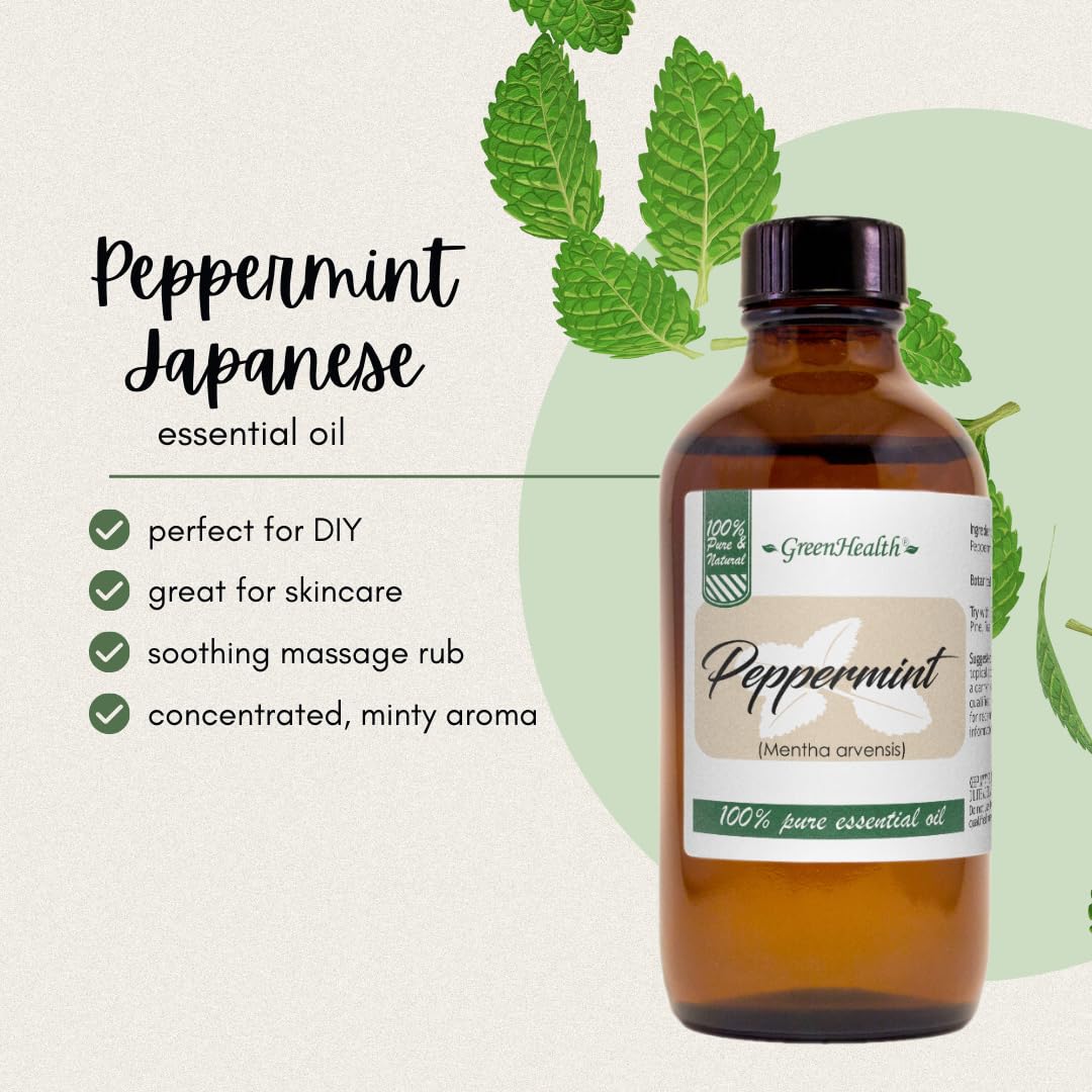 Peppermint Essential Oil - 4 fl oz - 100% Pure Essential Oil - GreenHealth GreenHealth buy supplements canada