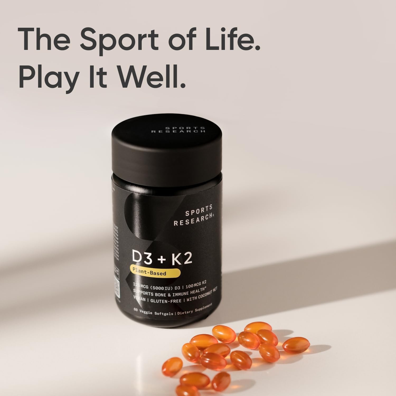 Sports Research Vegan Vitamin D3 + K2 Supplement with Organic Coconut Oil - 5000iu Sports Research buy supplements canada
