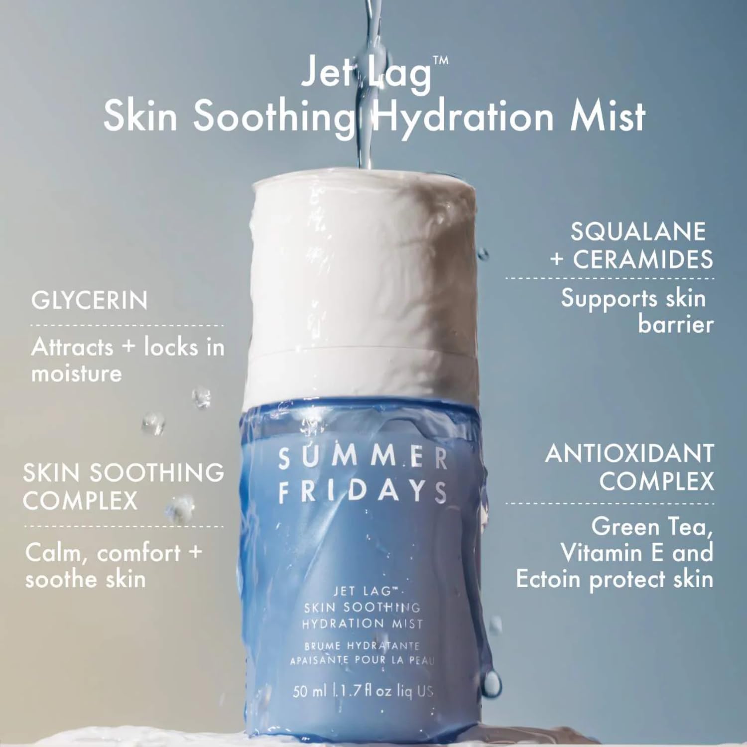 Summer Fridays Jet Lag Skin Soothing Hydration Face Mist - Ultra-Fine Facial Spray & Hydrating Mist to Comfort, Soothe & Help Provide Protective Moisture Barrier Support for Glowing Skin (1.7 Fl Oz) Summer Fridays buy supplements canada