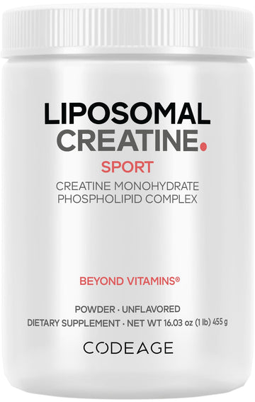 Codeage Liposomal Creatine Powder Supplement - 3-Month Supply - 5000mg Creatine Monohydrate Pre Workout & Post Workouts - Unflavored Creatine, Pure Creatine Powder, Creatinine for Sports - 90 Servings Codeage buy supplements canada