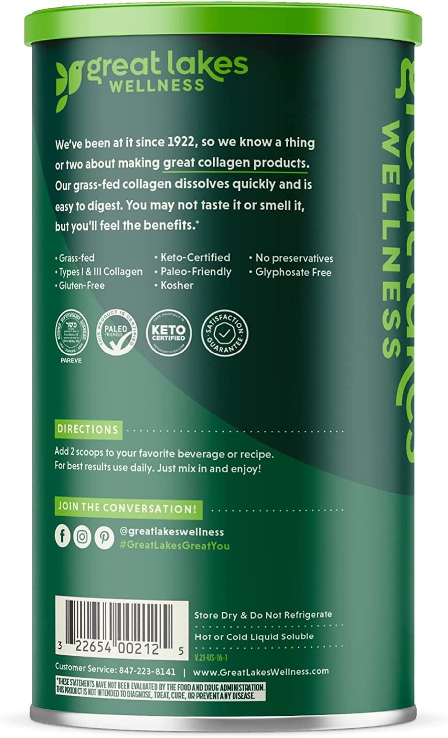 Great Lakes Gelatin Collagen Hydrolysate 454g (UK/EU Compliant can) (3) Great Lakes Gelatin buy supplements canada