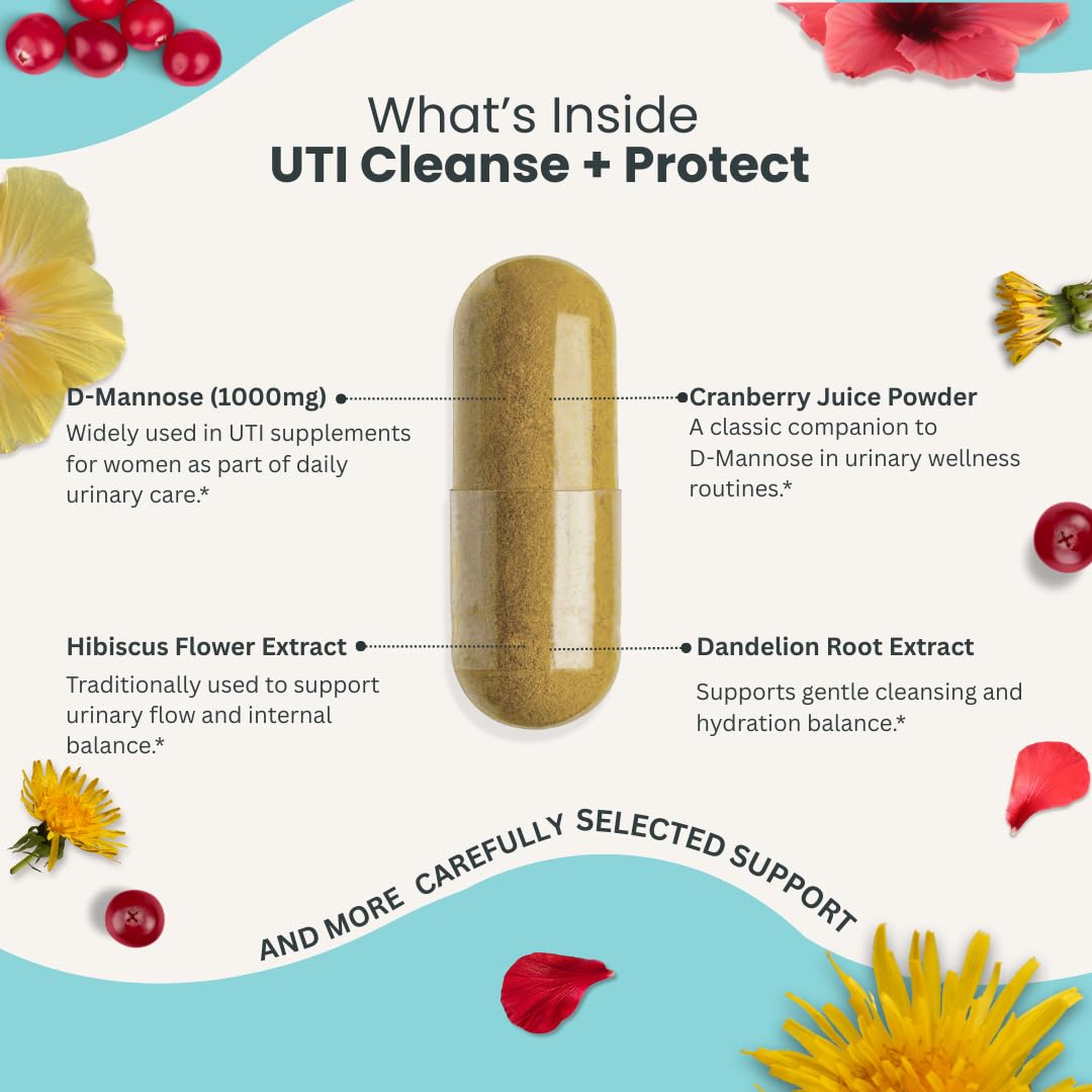 Naturonel UTI Cleanse + Protect – Urinary Tract Support with D-Mannose, Cranberry, Hibiscus & Dandelion | Advanced Formula, Dietary Supplement - Non-GMO, Made in USA, GMP Certified (1) Naturonel buy supplements canada