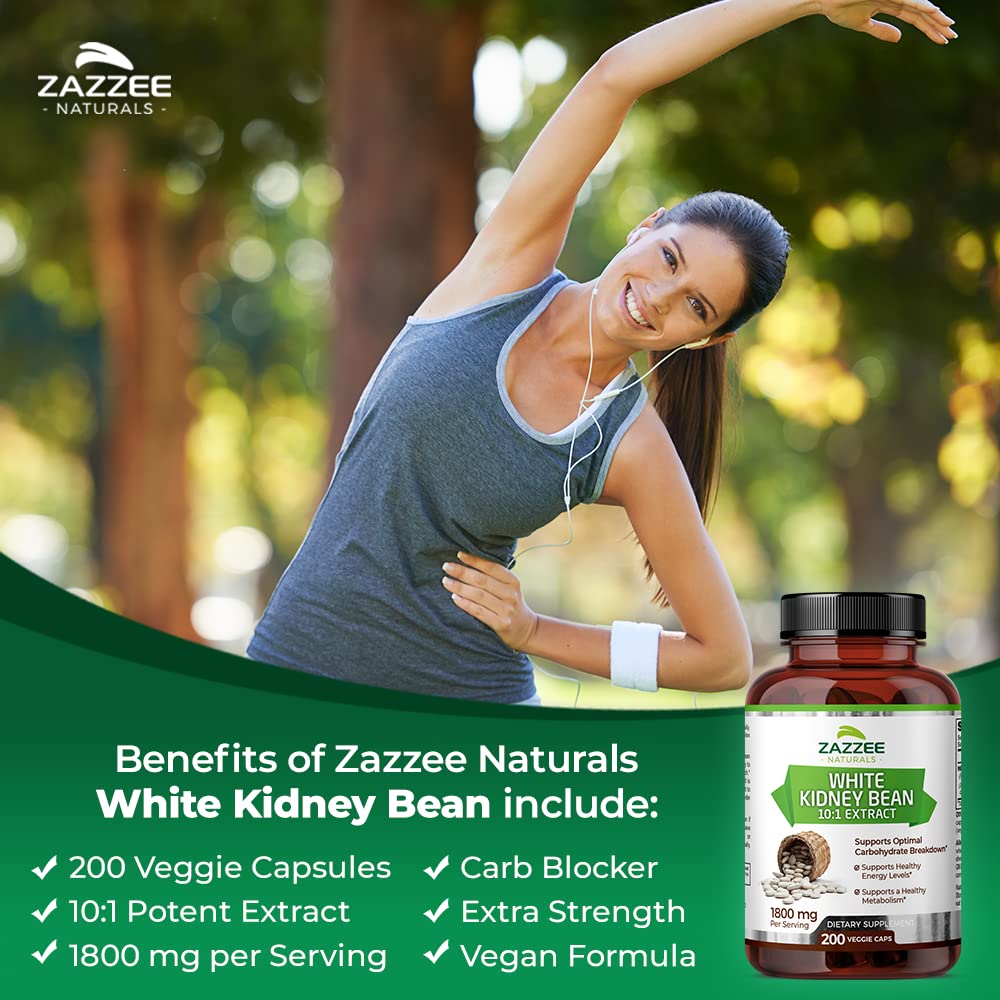 Zazzee White Kidney Bean 10:1 Extract, 18,000 mg Strength, 200 Vegan Capsules, Over 2 Month Supply Zazzee buy supplements canada