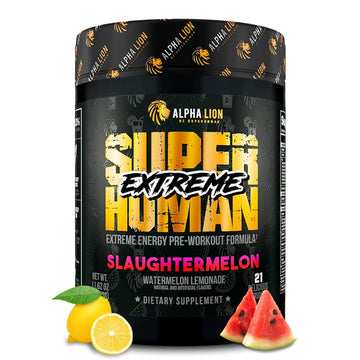 ALPHA LION Superhuman Extreme High Stim Pre Workout Powder, Beta Alanine, L-Taurine & 356mg Tri-Source Caffeine for Sustained Energy, Nitric Oxide & Citrulline for Pump (21 Servings, Slaughtermelon) ALPHA LION buy supplements canada