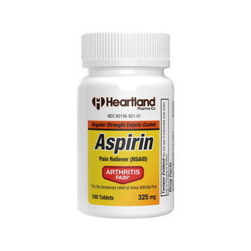 Heartland Pharma Aspirin 325mg Enteric Coated Tablets | Original Strength NSAID Pain Reliever & Fever Reducer | Joint Pain Relief for Arthritis | Child-Resistant Safety Cap | Made in USA | 100 Count Heartland Pharma buy supplements canada