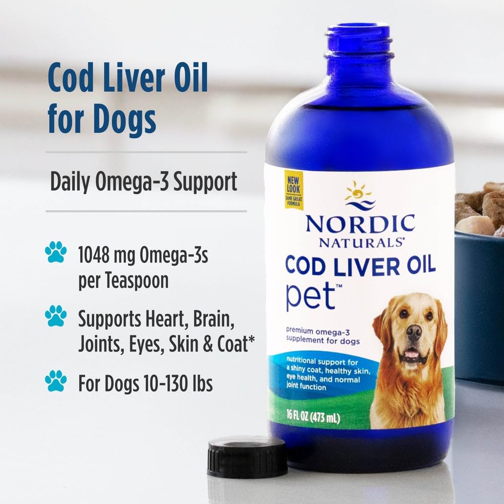Nordic Naturals Pet Cod Liver Oil, Unflavored - 16 oz - 1048 mg Omega-3 Per Teaspoon - Fish Oil for Dogs with EPA & DHA - Promotes Skin, Coat, & Immune Health Nordic Naturals buy supplements canada