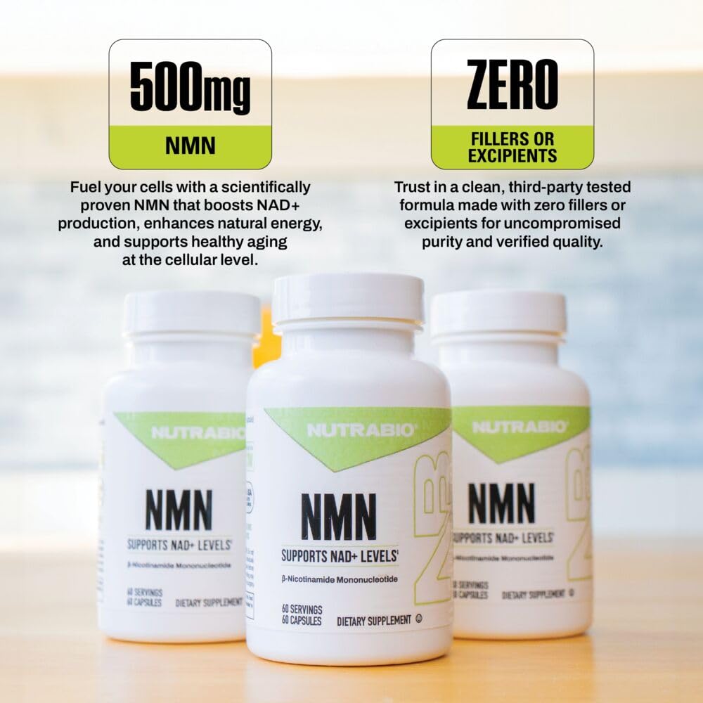 NutraBio NMN - NAD Supplement, Longevity Support, Boost NAD Levels, Increase Cellular Energy, Brain Health, Healthy Aging- 60 Servings- 60 Capsules NutraBio buy supplements canada