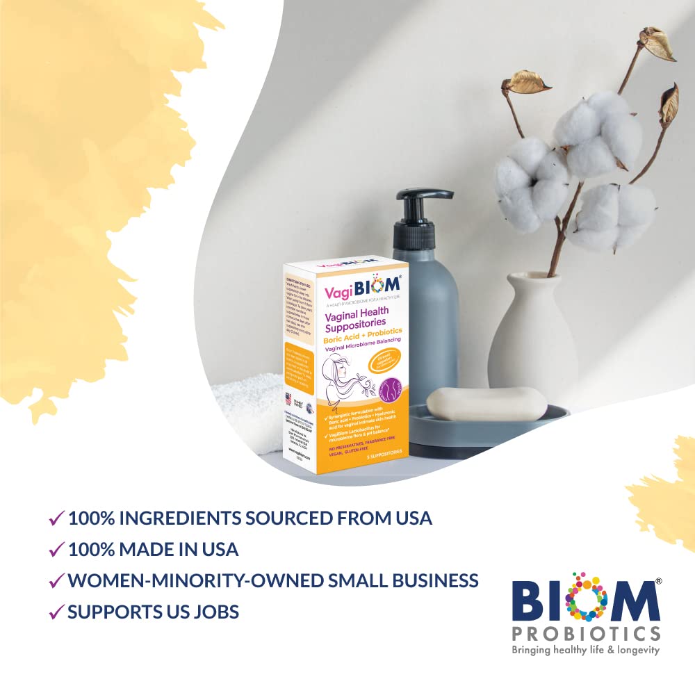 VagiBiom Boric Acid Suppositories with Lactobacillus: Microbiome Flora Balance; Balance and Nourishes VagiBiom buy supplements canada