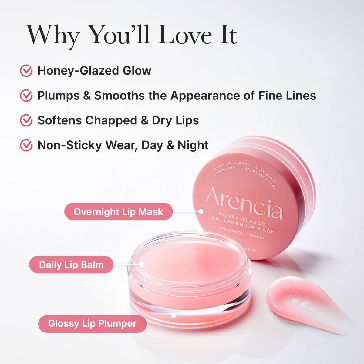Arencia Honey Glazed Collagen Lip Mask, Overnight Lip Treatment with Collagen and Honey, 0.52 oz ARENCIA buy supplements canada