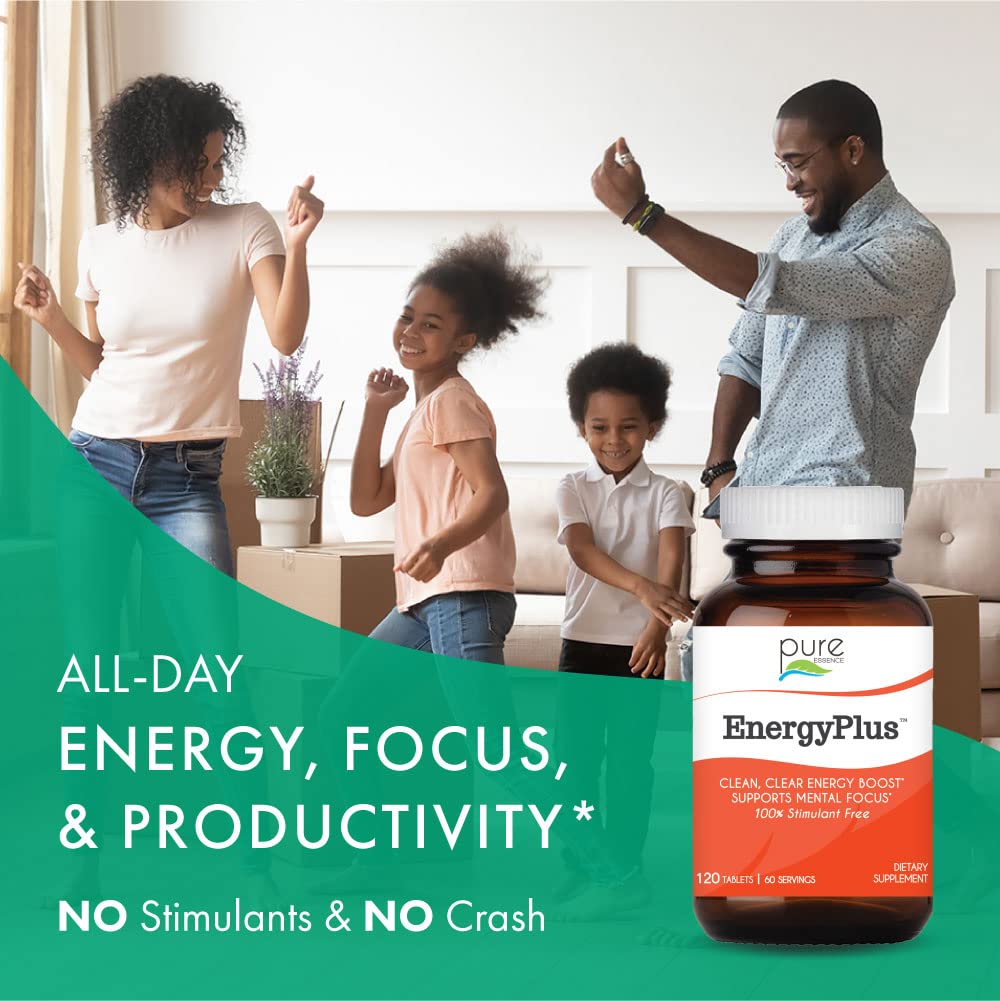 Energy Plus by Pure Essence - Caffeine Free, All Natural Herbal Energy and Focus Supplement - Smooth, No Jitters No Crash - 60 Tablets PURE ESSENCE LABS buy supplements canada