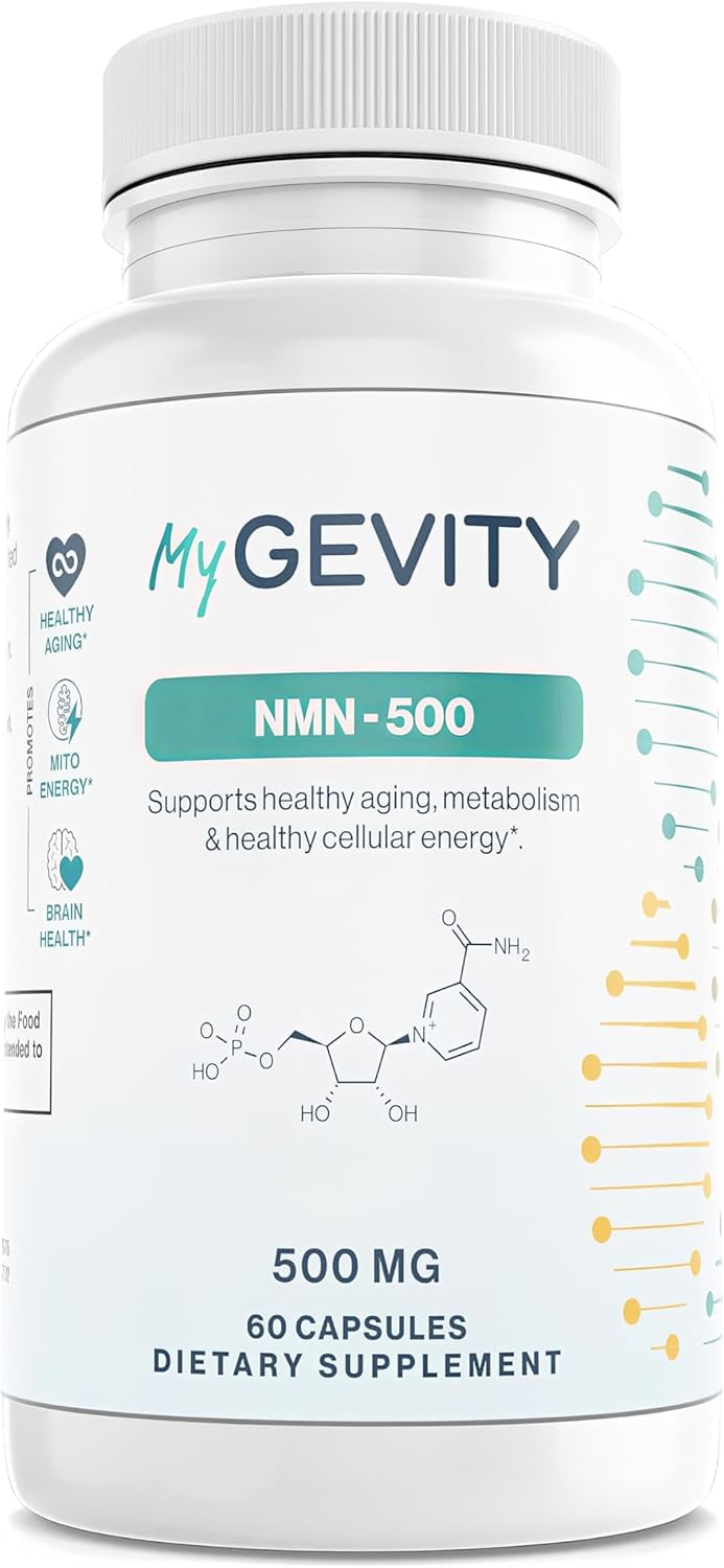 NMN 500mg per Serving – Over 99% Purity – Nicotinamide Mononucleotide Capsules for NAD+ Support, Cellular Energy & Healthy Aging – Vegan, Non-GMO, cGMP Certified Facility, Made in USA – 60 Capsules MyGevity buy supplements canada