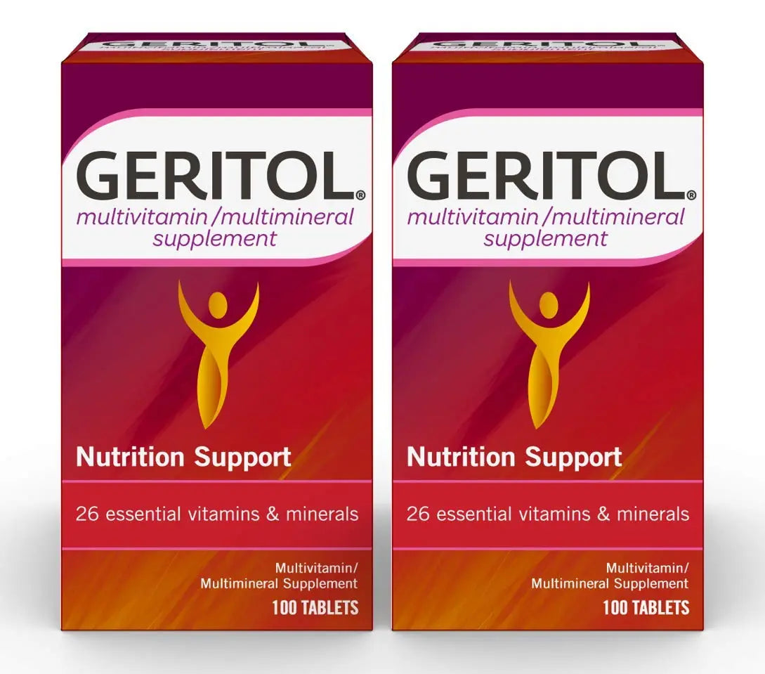 Geritol Multi-Vitamin Nutritional Support Tablets, Balance of 26 Essential Vitamins and Minerals, 100-Count Bottles (Pack of 2) Geritol buy supplements canada