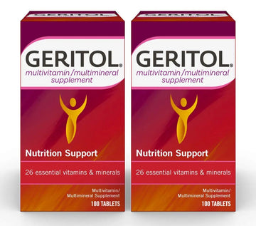 Geritol Multi-Vitamin Nutritional Support Tablets, Balance of 26 Essential Vitamins and Minerals, 100-Count Bottles (Pack of 2) Geritol buy supplements canada