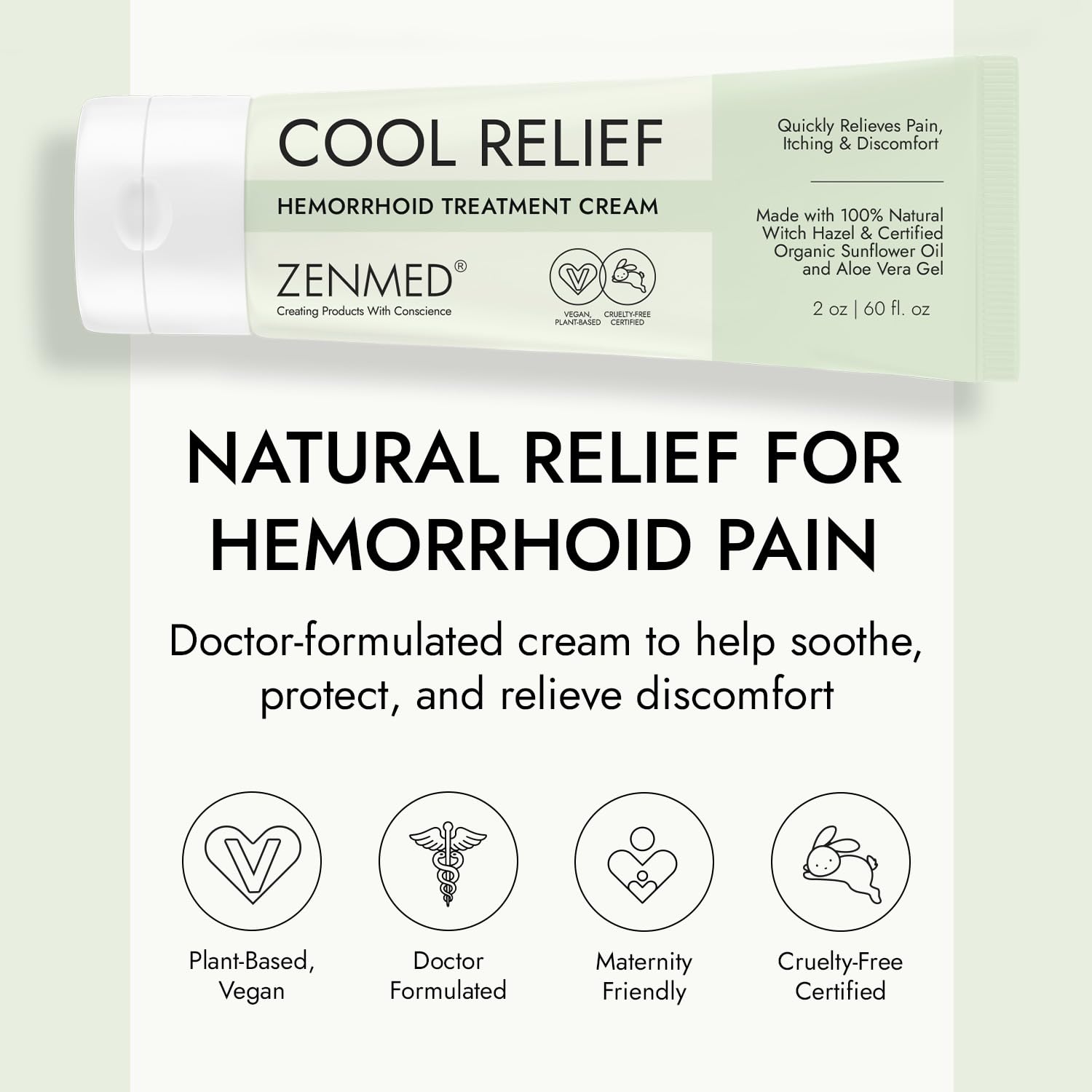 ZENMED Cool Relief - 2 oz Natural Herbal Cream with Organic Ingredients of Hemorrhoids Formula ZENMED buy supplements canada