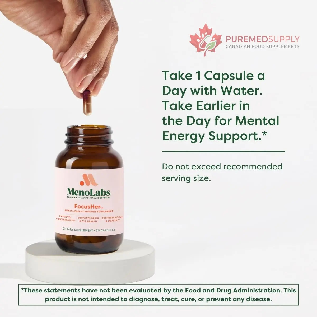 MENOLABS® FocusHer™ Mental Energy Support Supplement – Caffeine-Free Focus, Concentration & Memory – enXtra® & Lutemax 2020® – Menopause, Brain & Eye Health – 30 Capsules, 30-Day Supply MENOLABS buy supplements canada