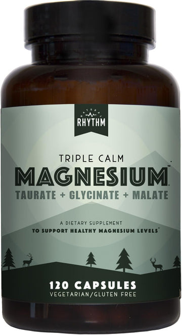 Natural Rhythm Triple Calm Magnesium Complex - 120 Capsules, Chelated Magnesium Glycinate, Taurate & Malate, High Absorption Supplement for Sleep, Stress, Muscle & Heart Support, Non-GMO, Vegan Natural Rhythm buy supplements canada