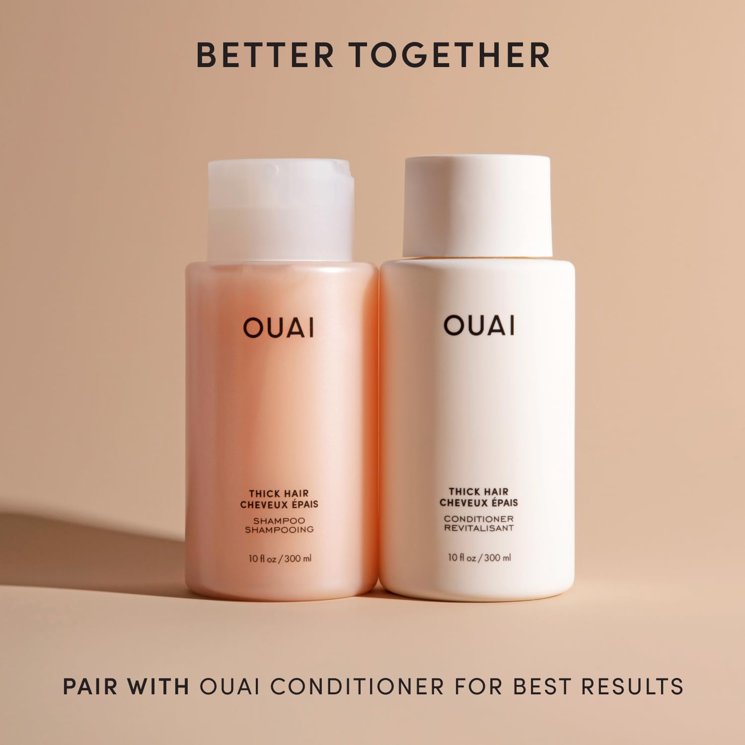 OUAI Thick Shampoo - Moisturizing Shampoo with Keratin, Marshmallow Root, Shea Butter, Avocado Oil for Thick Hair - Strengthens & Hydrates Strands - Paraben, Phthalate & Sulfate Free (10 Fl Oz) OUAI buy supplements canada
