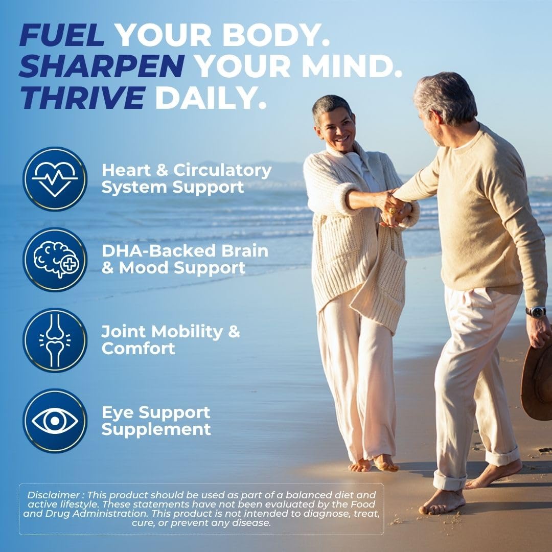 Vital Omega 3 Fish Oil Supplements 2400mg | 864mg EPA & 576mg DHA | 1440mg Total Omega-3 Fatty Acids | Promotes Brain & Heart Health | Non-GMO, Gluten-Free, Sugar-Free | Lemon | 60 Day Servings VITAL NUTRITIVE buy supplements canada