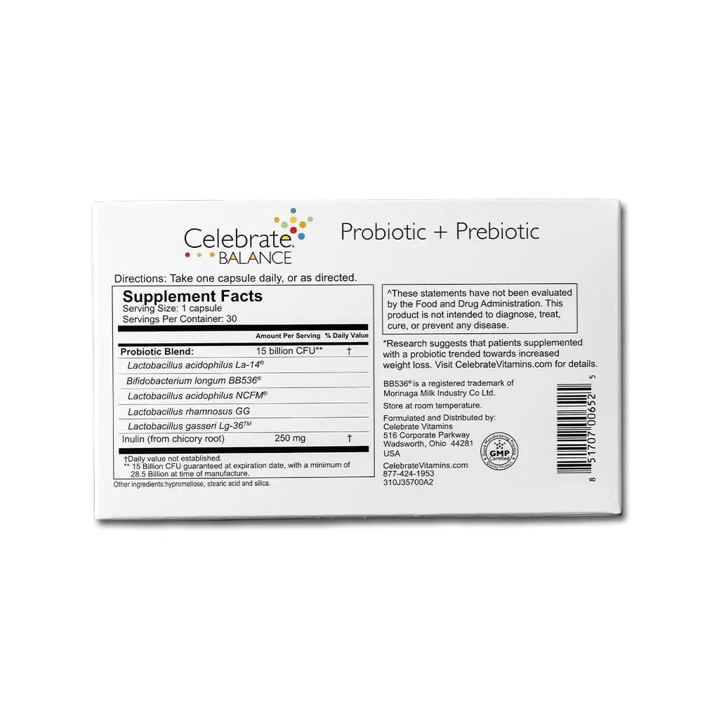 Celebrate Vitamins CelebrateONE Bariatric Multivitamin 18mg Iron & Balance Probiotic + Prebiotic Capsules Bundle – Supports Digestive Health, Iron Levels Celebrate Bariatric Supplements buy supplements canada