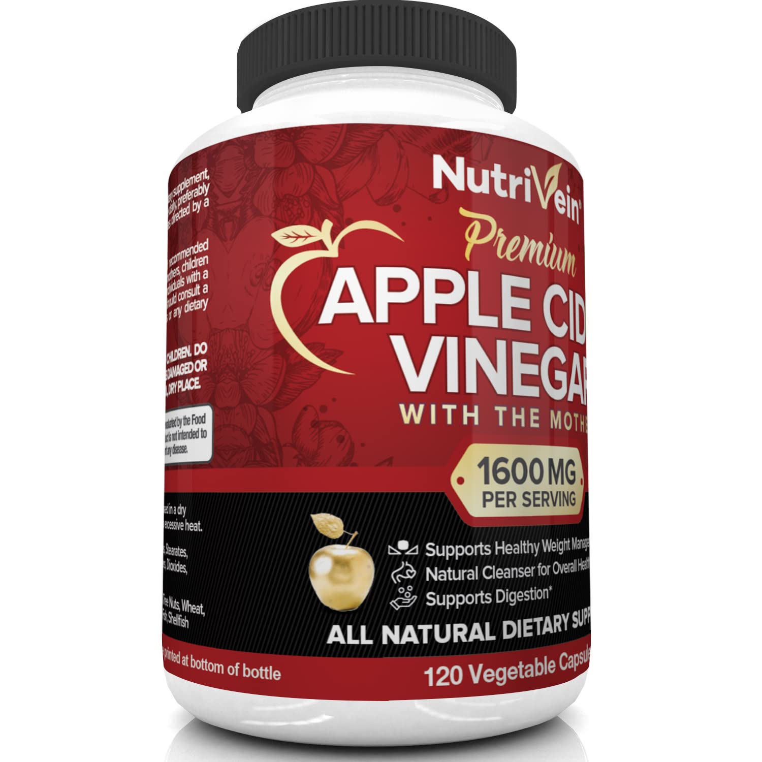 Nutrivein Apple Cider Vinegar Capsules with Mother - 1600mg - 120 Vegan Nutrivein buy supplements canada