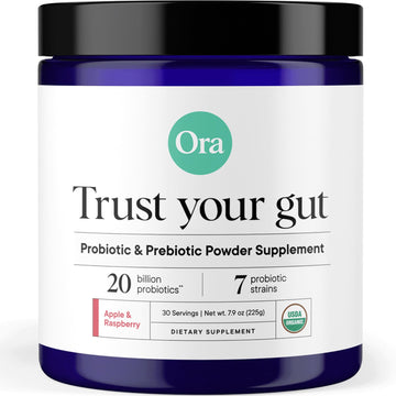 Ora Organic Prebiotic and Probiotic Powder Supplement - 20 Billion Probiotics, 7 Strains for Best Prebiotic Powder, Non-GMO, Probiotics for Women, Men & Kids - Apple Raspberry Flavor, 30 Servings… Ora Organic buy supplements canada