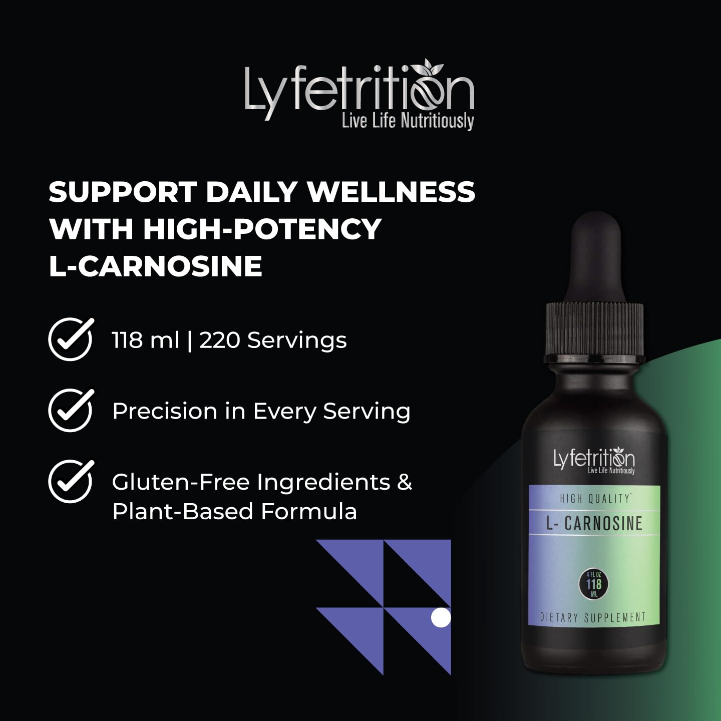 Lyfetrition L-Carnosine Liquid Supplement 118 ml, 4 FL Oz Liquid, 220 Servings, Made in USA, Quick Absorption, Potent Ingredients, Non-GMO Lyfetrition buy supplements canada