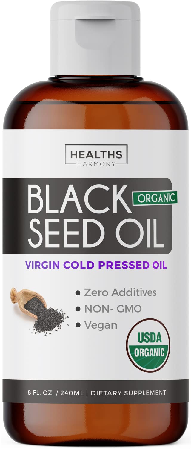 USDA Organic Black Cumin Seed Oil Liquid (8 fl oz) Premium Cold-Pressed Nigella Sativa Healths Harmony buy supplements canada
