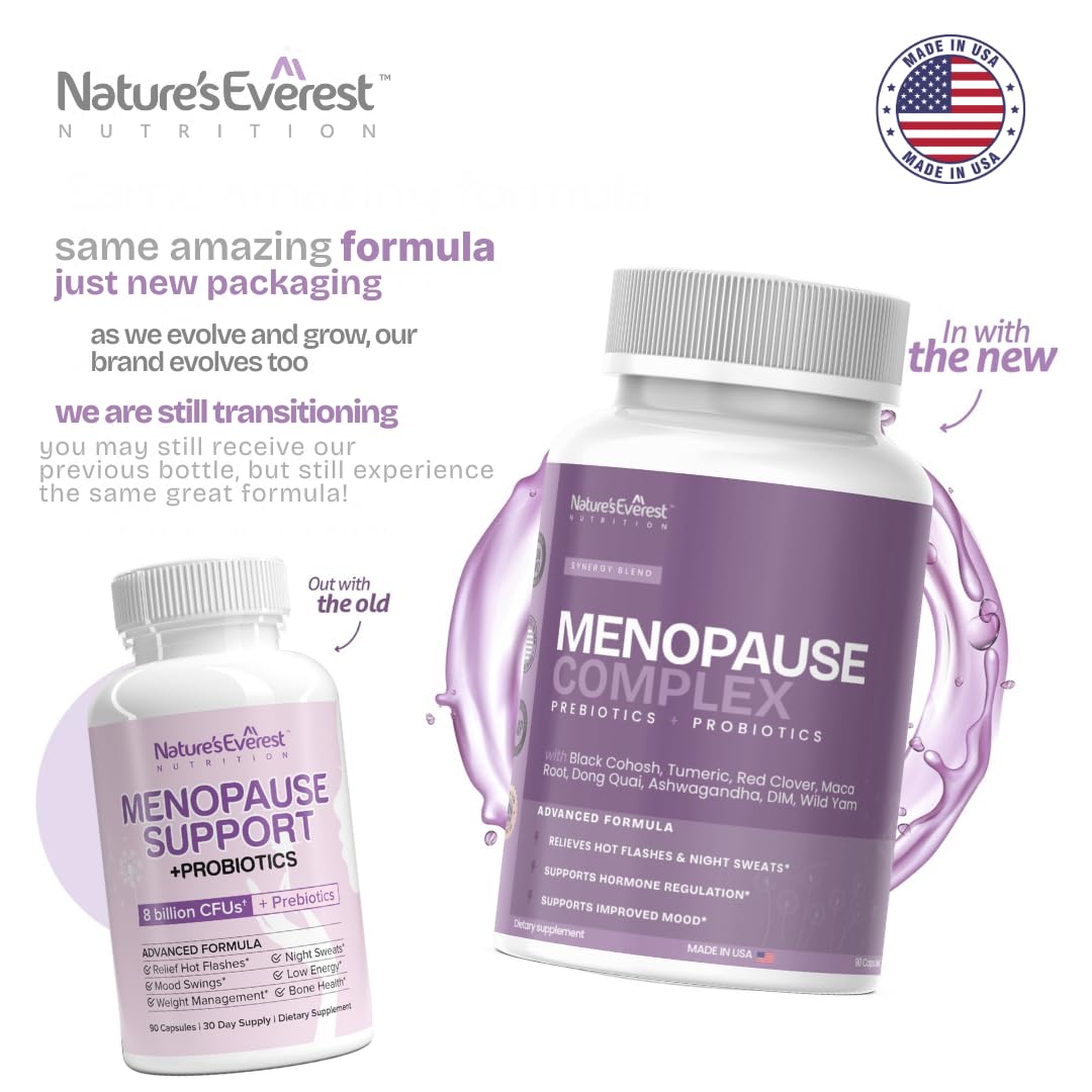 Complete Menopause Supplement for Women – Supports Hormone Balance, Hot Flashes, Night Sweats & Mood – with DIM, Black Cohosh, Dong Quai, Chasteberry, Pre & Probiotics – 90 Capsules – Made in USA Nature's Everest buy supplements canada