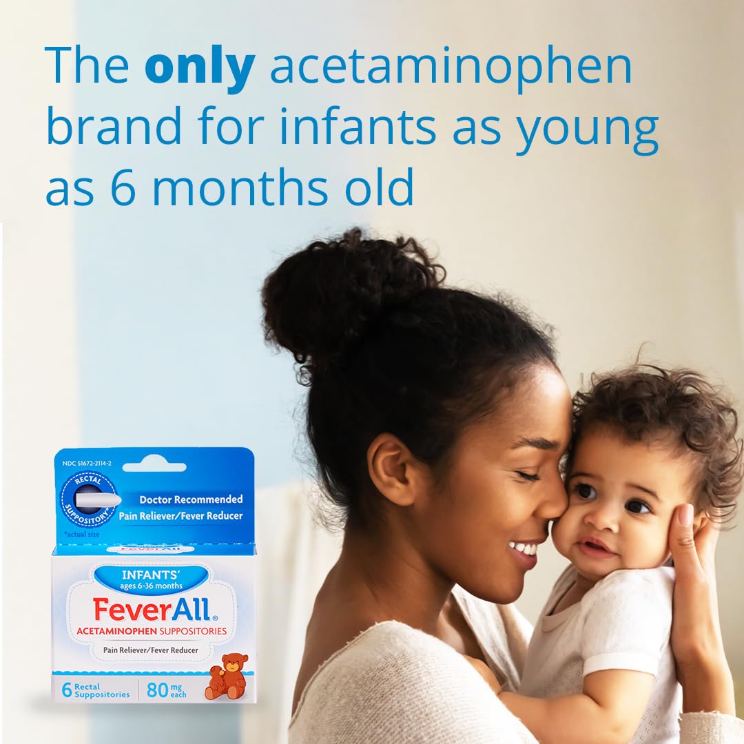 Feverall Infant Acetaminophen Suppositories 6 Rectal Suppositories 80mg Each Pain Reliever/Fever Reducer. Paraben Free, No Artificial Colors or Other preservatives. Ages 6-36 Months (Pack of 2) Feverall buy supplements canada