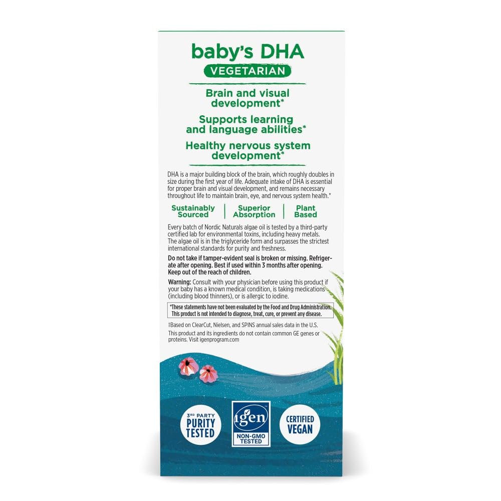Nordic Naturals Baby’s DHA Vegetarian, Unflavored - 1050 mg Plant-Based Omega-3-1 oz - Supports Brain & Vision Development in Babies - Non-GMO, Vegan - 15 Servings Nordic Naturals buy supplements canada