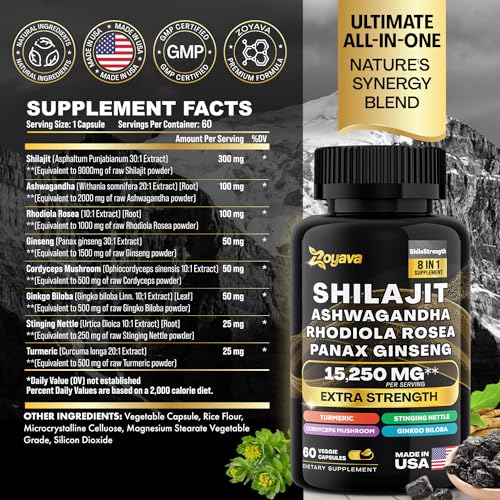 Zoyava Shilajit Pure Himalayan 9000MG,Energy Booster Ashwagandha 2000MG Zoyava buy supplements canada
