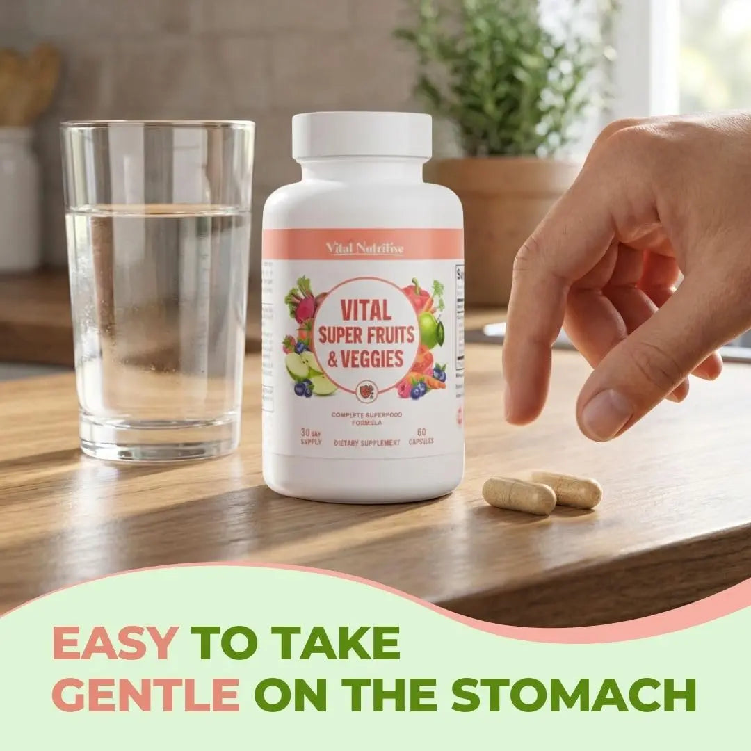 Vital Super Fruits & Veggies - Daily Superfood Capsules for Adults - Fruit & Vegetable Supplements to Boost Immunity & Energy - 2-in-1 Formula for Overall Wellness VITAL NUTRITIVE buy supplements canada