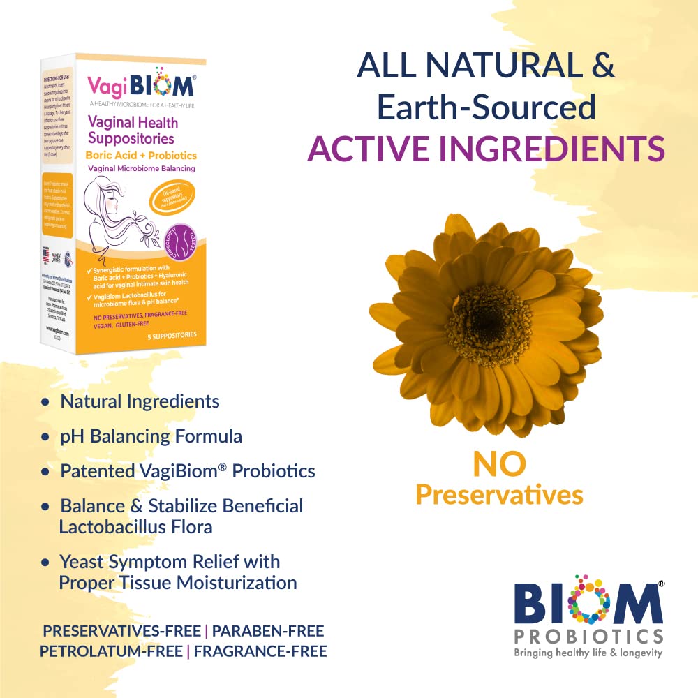 VagiBiom Boric Acid Suppositories with Lactobacillus: Microbiome Flora Balance; Balance and Nourishes VagiBiom buy supplements canada