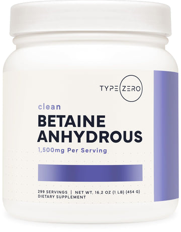 Type Zero Betaine Anhydrous Powder (1 LB) Unflavored - Clean Betaine Anhydrous Supplement, TMG, Trimethylglycine, 1,500mg Per Serving, Keto, GMO-Free Type Zero buy supplements canada