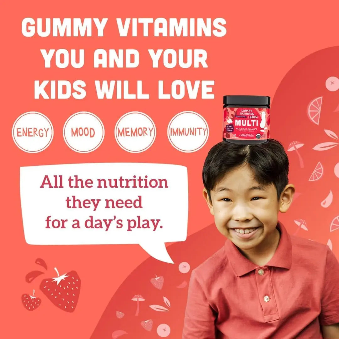 Llama Naturals Kids Multivitamin Gummies | Real Fruit, No Added Sugar Cane | Organic Vegan Toddler Whole Food Vitamins | Llama Naturals buy supplements canada