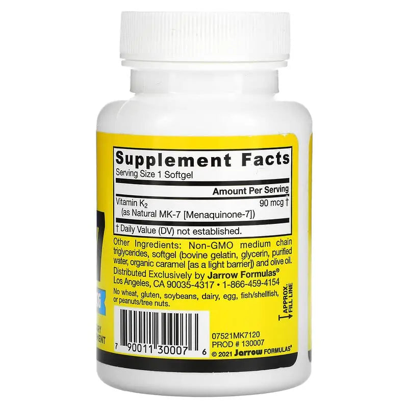 Jarrow Formulas MK-7 90 mcg - 120 Softgels, Pack of 2 - Superior Vitamin K Product for Building Strong Bones Jarrow Formulas buy supplements canada