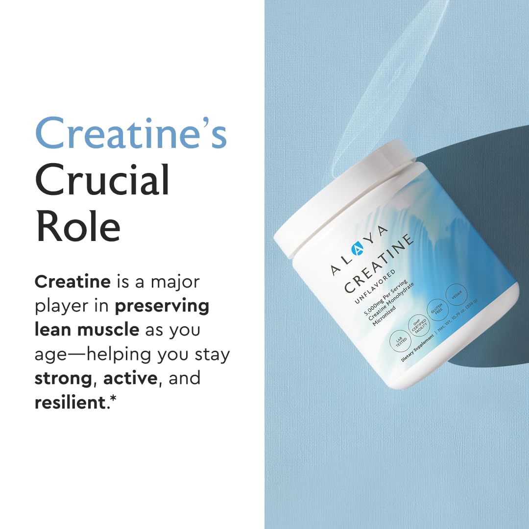 Alaya Naturals Micronized Creatine Monohydrate Powder – Pure Performance Fuel for Strength, Mental Focus, Vegan, Non-GMO, Easily Mixable & Flavorless - 5 g Alaya Naturals buy supplements canada