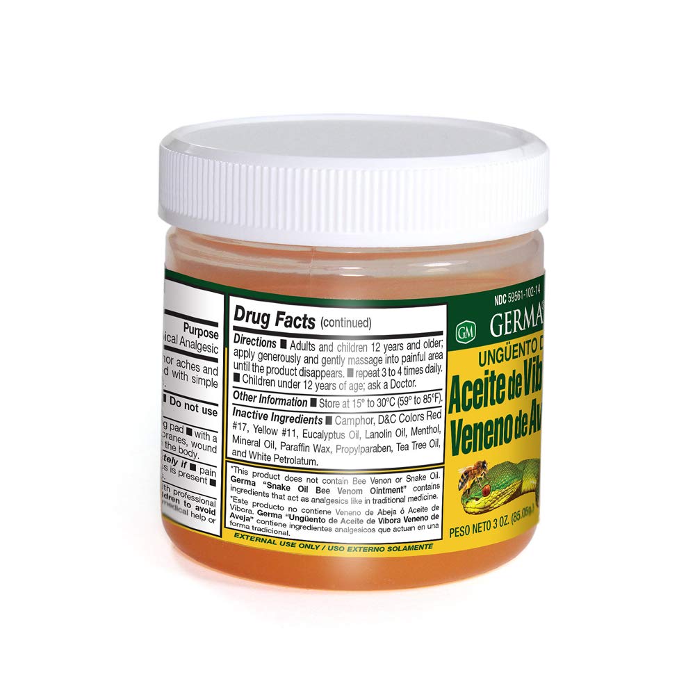 Aceite de Vibora con Veneno de Aveja 3 oz. Germa buy supplements canada