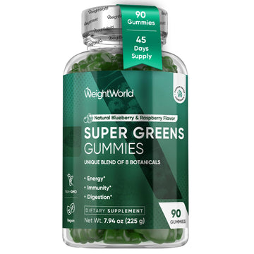 WeightWorld Super Greens Gummies - Energy, Immunity & Digestion - 45-Day Supply - Vegan Daily Greens Supplements (Moringa, Broccoli, Spinach) - Added Vitamins & Minerals - 90 Superfood Gummies WeightWorld buy supplements canada