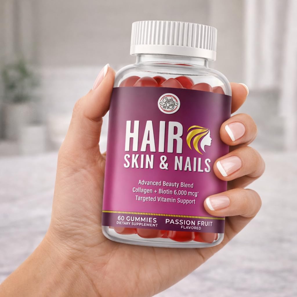 Grab The Gold Hair Skin & Nails Vitamins for Women | Gummies with 6000mcg Biotin & Collagen | 10 Essential Vitamin & Minerals | Gluten-Free, Non-GMO, Passion Fruit Flavor | 1 Month Supply, Made in USA Grab The Gold buy supplements canada