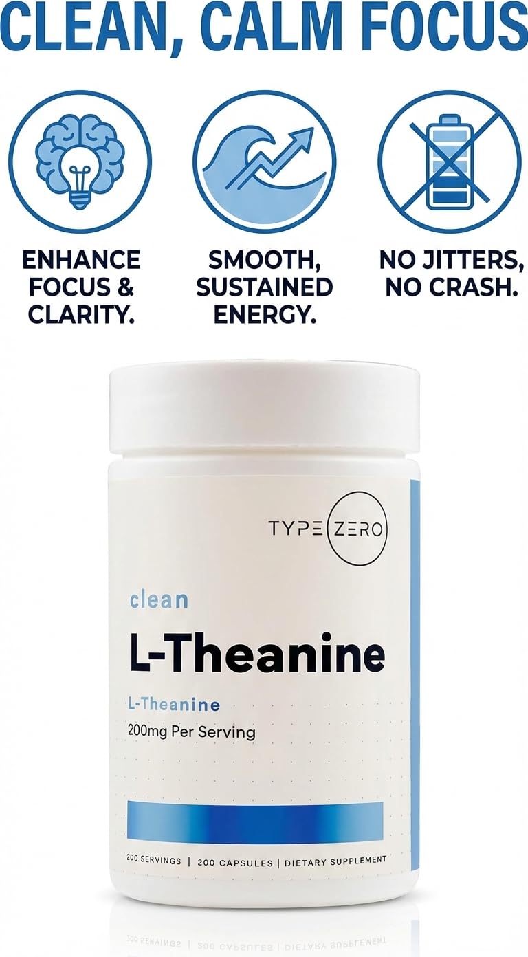 Type Zero L-Theanine (200mg) 200 Capsules - Clean L-Theanine Supplement, Keto, GMO-Free Type Zero buy supplements canada