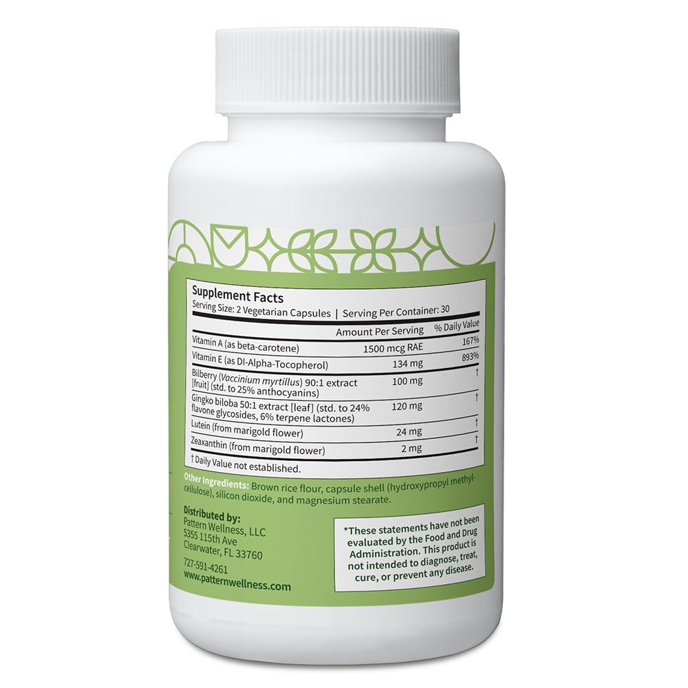 Pattern Wellness Vision Complex Supplement – Daily Eye & Visual Function Support – Herbal Extract & Vitamin Blend – 60 Vegan Capsules Pattern Wellness buy supplements canada