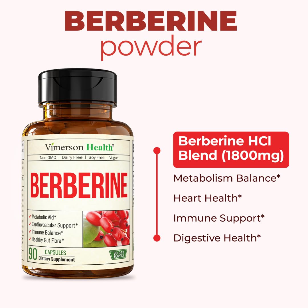 Vimerson Health Berberine Supplement with Third Party Tested Berberine 1800mg - Immune Support Supplement for Cardiovascular, Gastrointestinal Function & Metabolic Aid - Vegan & Non-GMO Vimerson Health buy supplements canada
